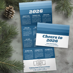 Calendar - Logo - Navy Retro Stripes Business Tri-Fold Holiday Card
