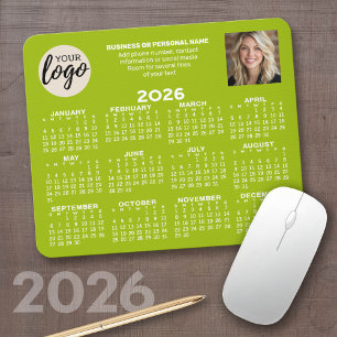 Calendar - logo, photo, business contact - green mouse pad