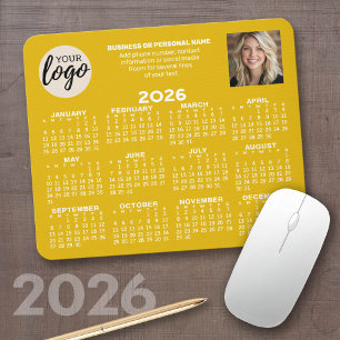 Calendar - logo, photo, business contact mustard mouse pad