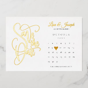Calendar Love Heart Save the Date Gold