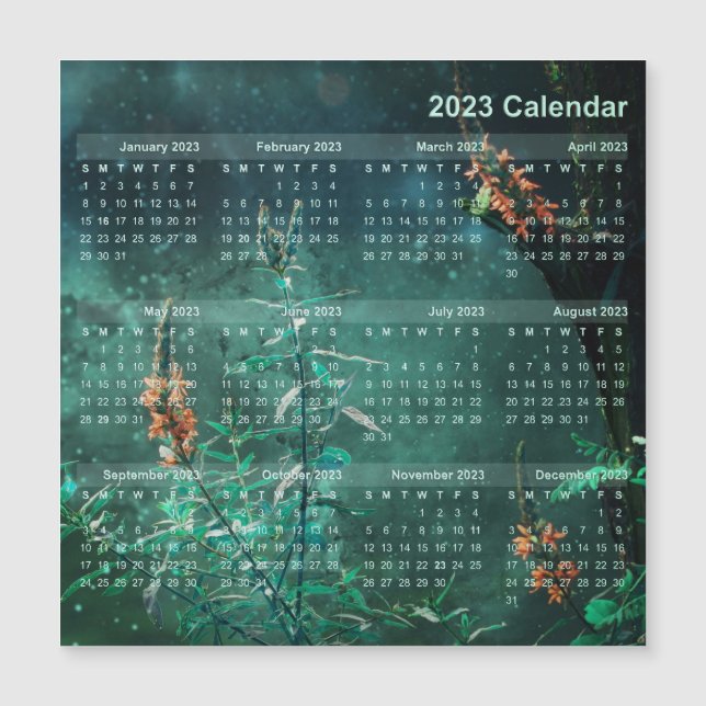 Calendar Magnet - Flowers in the Jade Moonlight  (Front)