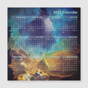 Calendar Magnet - Space Nebula blue yellow 