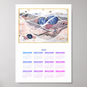 Calendar Modern Abstract Full Year 2020 Galaxy Poster