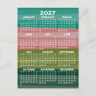 Calendar - modern abstract stripe pattern postcard