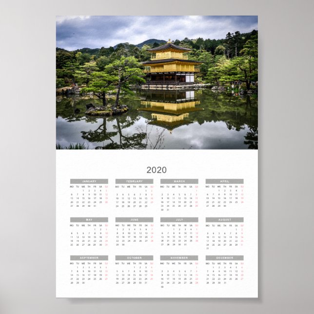 Calendar Modern Full Year 2020 Travel and City Poster (Front)