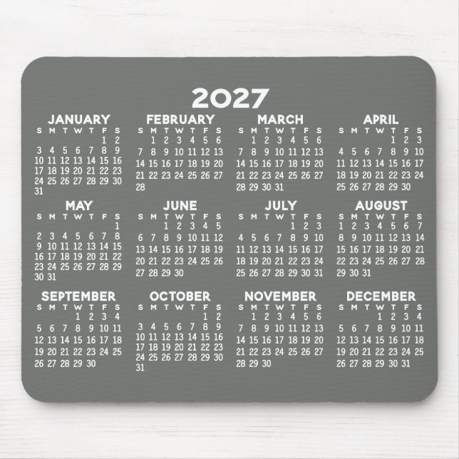 Calendar - modern grey and white simple mouse pad (Front)