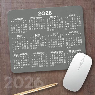 Calendar - modern grey and white simple mouse pad