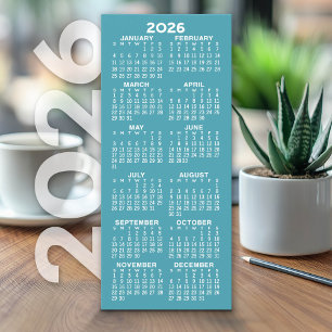 Calendar - Modern Minimal Tall Blue White Card