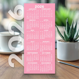 Calendar - Modern Minimal Tall Pink White Card