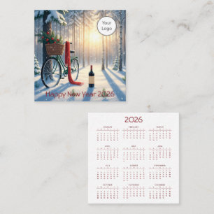 Calendar New Year 2026 Square Business Card