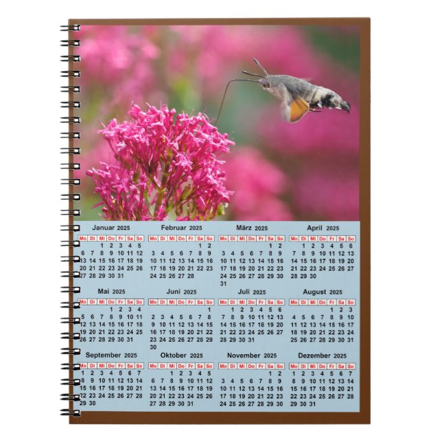 Calendar of the year 2025  notebook (Front)