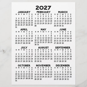 Calendar on Letter Size Paper Letterhead