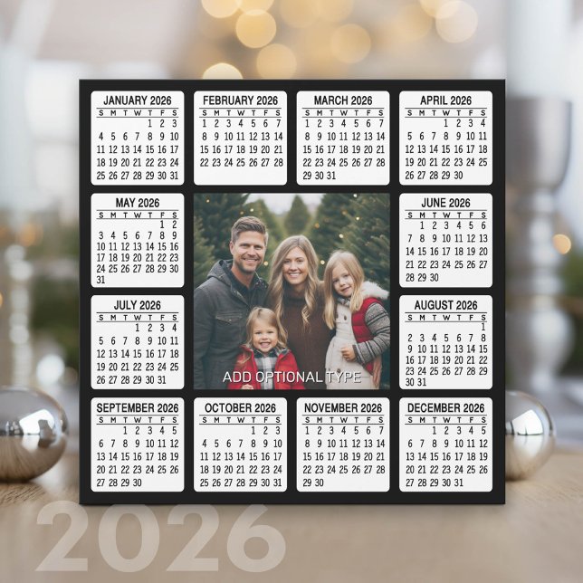 Calendar - Photo in the Centre Holiday Card (2026 Calendar with Photo Collage)