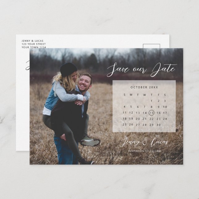 Calendar photo Save the Date Invitation Postcard (Front/Back)