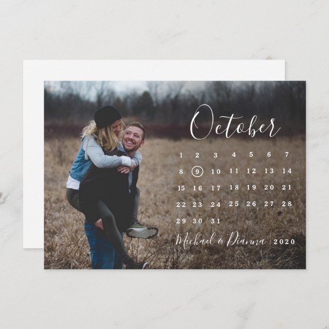 Calendar photo script save the date invitation (Front/Back)