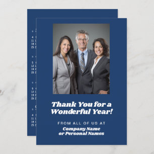 Calendar, Photo - Thank You - Blue Business Holiday Card