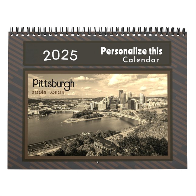 Calendar Pittsburgh Photos sepia-Personalise it (Cover)