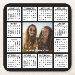 Calendar Square with Photo in the Centre Paper Coaster