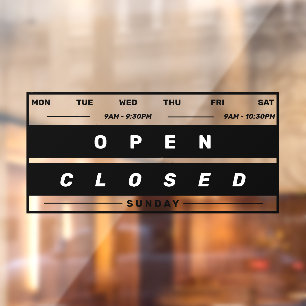 Calendar Style Business Opening Hours Black