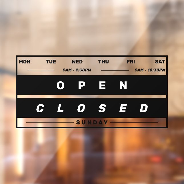 Calendar Style Business Opening Hours Black (Sheet 2)