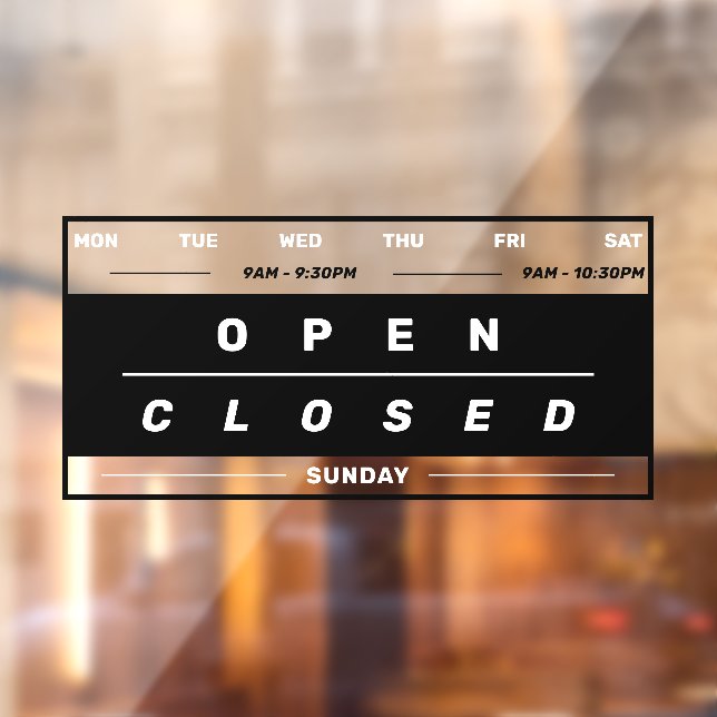 Calendar Style Business Opening Hours Black (Sheet 2)