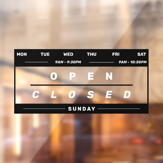 Calendar Style Business Opening Hours Black (Sheet 2)