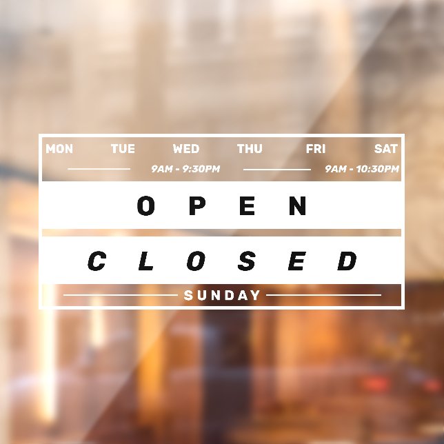 Calendar Style Business Opening Hours White (Sheet 2)
