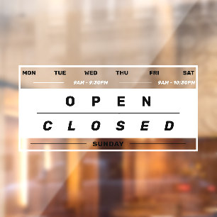 Calendar Style Business Opening Hours White