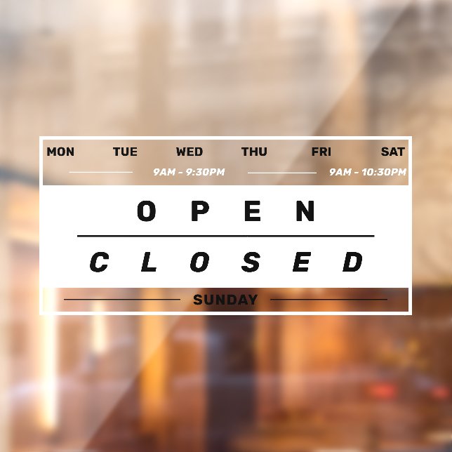 Calendar Style Business Opening Hours White (Sheet 2)