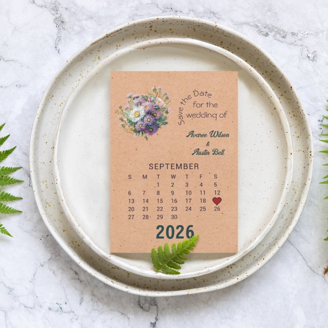 Calendar Style Wedding Save the Date September Announcement Postcard (Creator Uploaded)