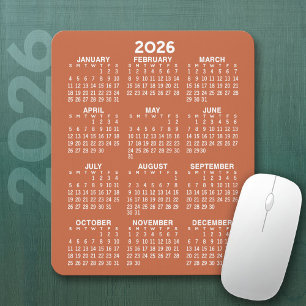 Calendar - terra cotta background - Vertical Mouse Pad