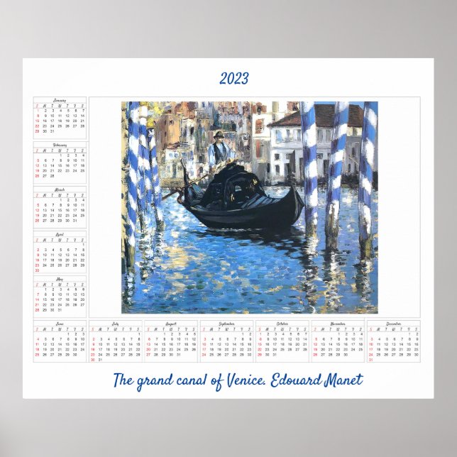 Calendar The grand canal of Venice  Edouard Manet  Poster (Front)