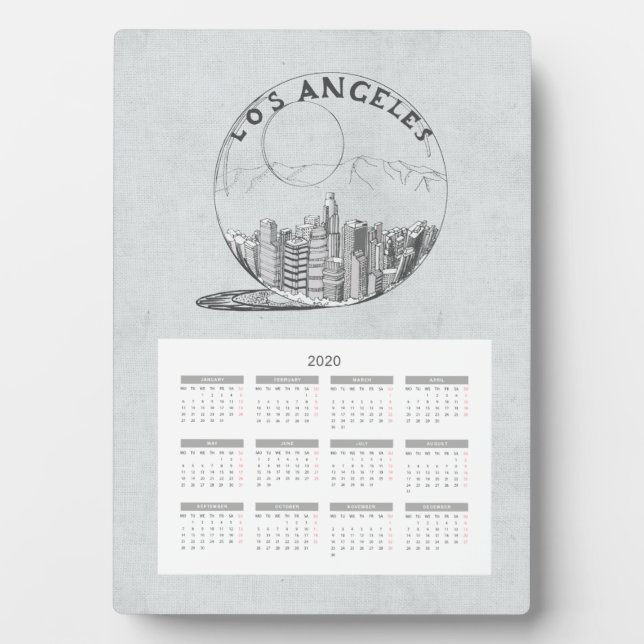 Calendar Travel City Full Year 2020 Plaque (Front)