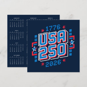 Calendar USA 250 – 1776 to 2026 Pixel Art Holiday Card