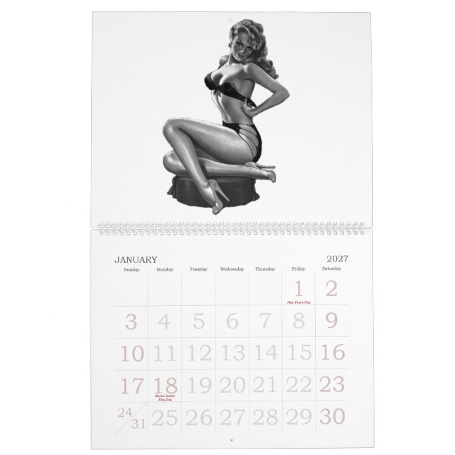 Calendar Vintage Pin-up Girls 13 Images (Jan 2027)
