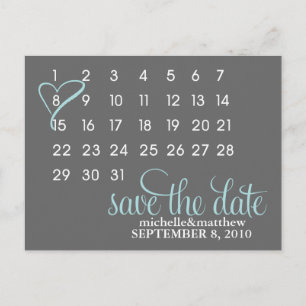 Calendar Wedding Announcement Postcards {blue}