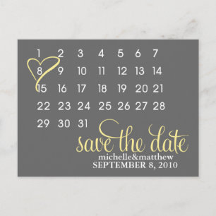 Calendar Wedding Announcement Postcards {yellow}