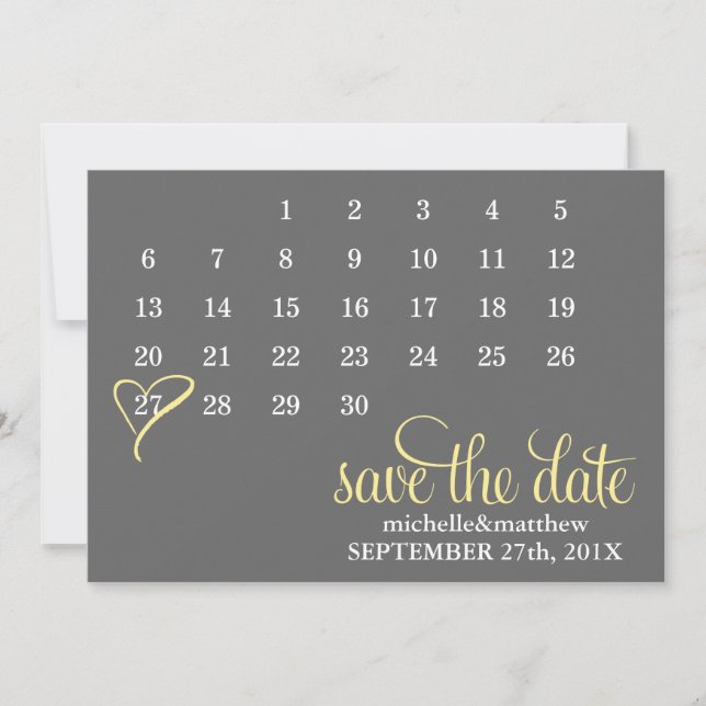Calendar Wedding Save the Date (Front)