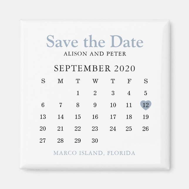 Calendar Wedding Save the Date Magnet (Front)