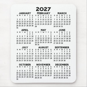 Calendar - white background - Vertical Mouse Pad