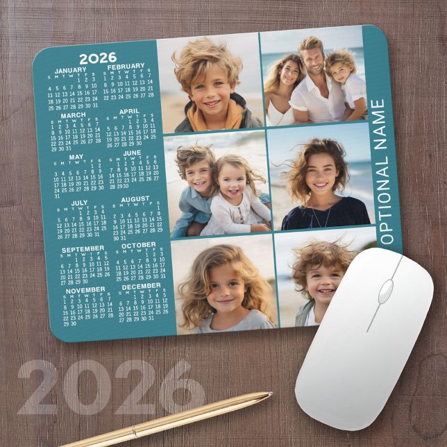 Calendar with 6 Photo Collage Mouse Pad (2026 Calendar)
