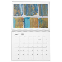Calendar with bright art and tips for creativity