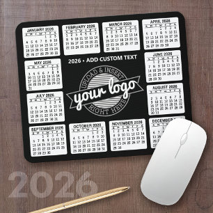 Calendar with logo and Text - Black and White Mouse Pad