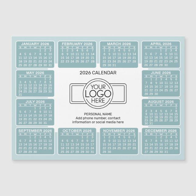 Calendar with logo Contact Information Magnet (Front)
