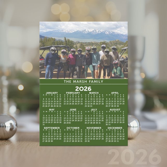 Calendar with Photo - Full Year View Holiday Card (2026 Calendar Card)