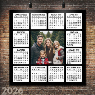 Calendar with Photo Full Year View Modern Minimal Poster