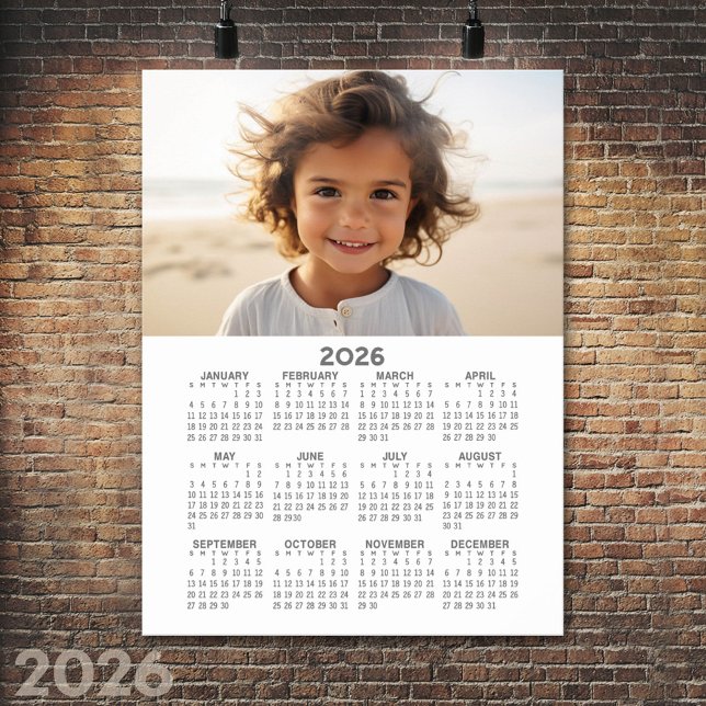Calendar with Photo - Full Year View Poster (2026 Calendar Poster)
