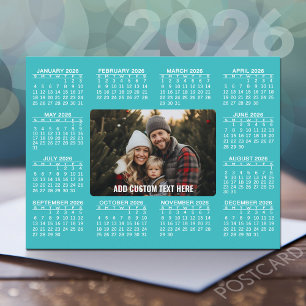 Calendar with Photo in the Centre - BLue White Postcard