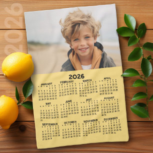 Calendar with Photo - Year View - Soft Yellow Tea Towel
