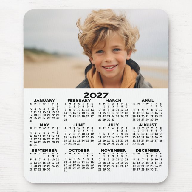 Calendar with Photo - Year View Vertical Mouse Pad (Front)
